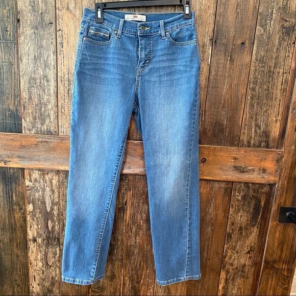 Levi’s 512 Sz 6S Blue Denim Straight Leg Perfectly Slimming Jeans - Picture 2 of 9